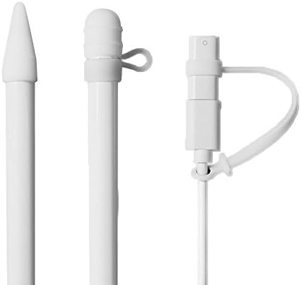 Fullfun Cap Holder/Nib Cover/Lightning Cable Adapter Tether for iPad Pro Pencil (White)