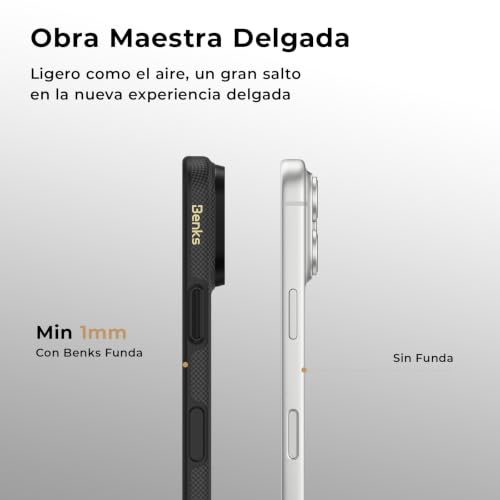BENKS ArmorEdge Air para Funda iPhone 17 Pro MAX, Funda Kevlar Ultrafina con Protección Integral de TPU, Compatible con MagSafe, Protección de Cámara de Aluminio, Navigator