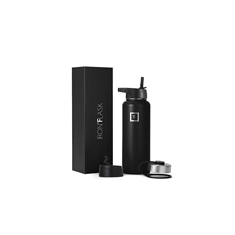 IRON °FLASK Sports Water Bottle 40 Oz, 3 Lids (Straw Lid), Leak Proof