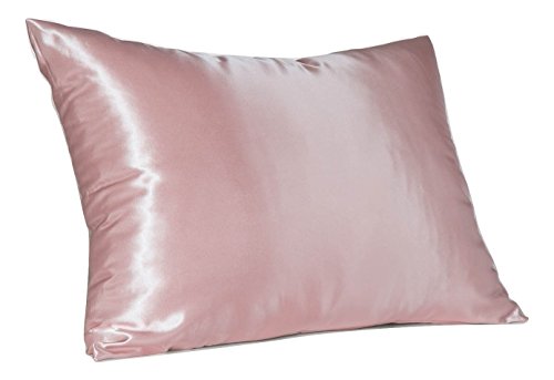 Sweet Dreams 2-Pack Luxury Satin Pillowcase with Zipper, Standard Size, Pink (Silky Satin Pillow Case for Hair) By Shop Bedding