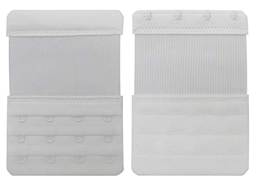 Bra Extender 4 Hook,Stretchy Soft and Comfortable Bra Strap Extender - 4 pcs Pack (White)
