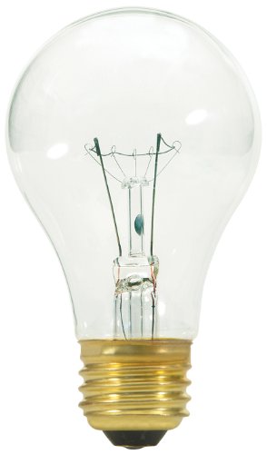 Satco S3942 60 Watt 580 Lumens A19 Incandescent Vibration Service Clear Light Bulb, 2-Pack