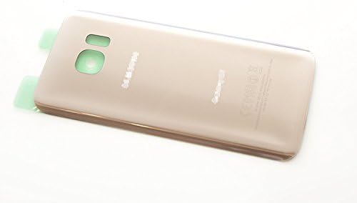 OEM Samsung Galaxy S7 Edge G935 Back Glass Replacement Battery Door Cover with Adhesive Preinstalled Repair Part with Logo by Mobile Rescue (Gold)