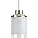 Progress Lighting P5147-09 1-Light Mini-Pendant with White Linen Finished Glass Is Complemented with a Clear Edge Accent Strip, Brushed Nickel