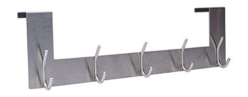 Pro Chef Kitchen Tools Over The Door Hook - 5 Coat Hooks - 15.5 Inches Wide and Fits Doors up to 1.5" Thick - No Drill Towel Rack for Bathroom Storage Closet - Behind The Door Organizer Clothes Rack