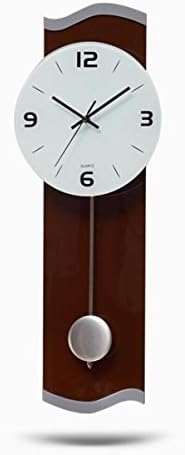 Ysayc Wall Clock Living Room Bedroom Personalized Decorative Wall Clock Modern Mute Pendulum Wall Clock, Brown