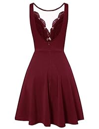 CHICIRIS Vestido de fiesta con cuello en V y encaje para mujer