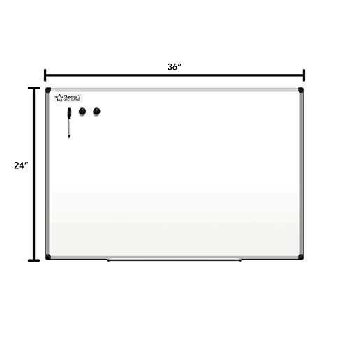Thornton's Office Supplies 24 x 36 Magnetic Ultra Slim Lightweight Aluminum Frame Wall Dry Erase Whiteboard | Dry Erase Board with Pen, Pencil & Marker Tray (Strong Packaging)