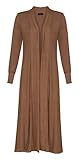 Forever Womens Long Sleeves Plain Boyfriend Long Open Maxi Cardigan