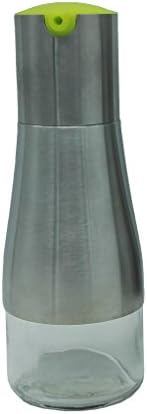 XINOWE glass and SS Oil Bottle,Large oil inlet Olive Oil Dispenser,13oz Vinegar and Soy Sauce Cruet,oil and vinegar bottles (Green)