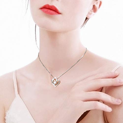 Love Heart Pendant Necklaces for Women Crystal Fashion Jewelry Silver Tone