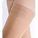 BriteLeafs Opaque Thigh High Compression Stockings Firm Support 20-30 mmHg, Stay-Up Lace Top, Silicone Band, Profssional Grade Graduated Compression - Beige, Large, Closed Toe