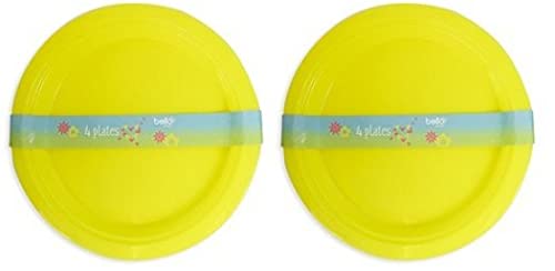 Re-Usable Plastic Plates Parties, Picnics BBQ's Outdoor Travel Pack of 8 Plates… (Yellow)