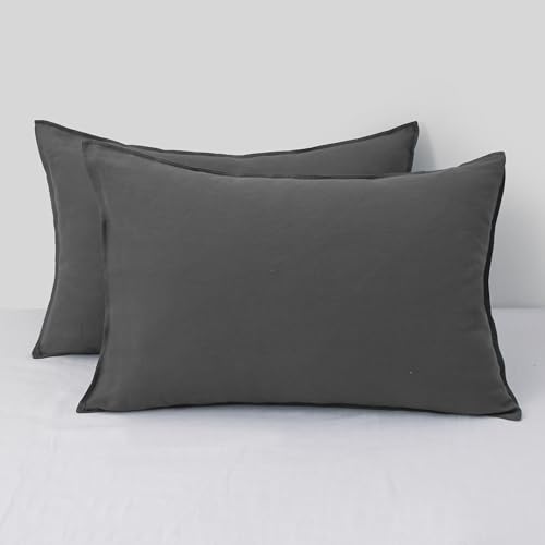 CHUFFED Linen Pillow Cases Queen Dark Grey
