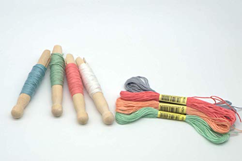 COPYLOVE Multi-Purpose Yarn Bobbins Spool Thread Knitting Sewing Crochet Winder Tools, Cross Stitch Bobbin Wood Spool (Qty - 10pcs)