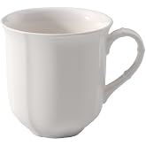 Villeroy &amp; Boch Manoir Small Mug, Premium Porcelain, Made in Germany, 10 oz | Creamy white porcelain coffee cup, filigree relief, made in Germany, dishwasher and microwave safe, a tea lover's gift
