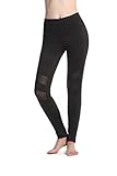 Lotsyle Women's Mesh splicing stretchy elastic leggings gym yoga pants