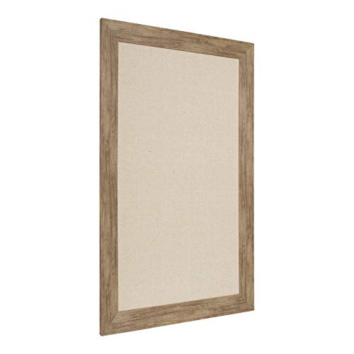 DesignOvation Beatrice Framed Oversized Linen Fabric Pinboard, 29.5x45.5, Rustic Brown