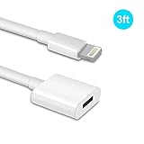 BYSTECH 3ft Lightning Extension Cable 8-Pin Adapter Male to Female Cord Extender Dock for iPhone 6s,7 Plus,5s,5E, iPad, iPod, Pass Video, Data, Audio(White)