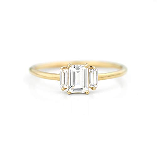 emerald cut white sapphire ring