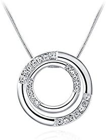 Freegoing Gorgeous White Gold Plated Round Halo Ring Pendant Necklace