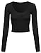 Basic Every Day Scoop Neck Long Sleeve Crop Top Black L