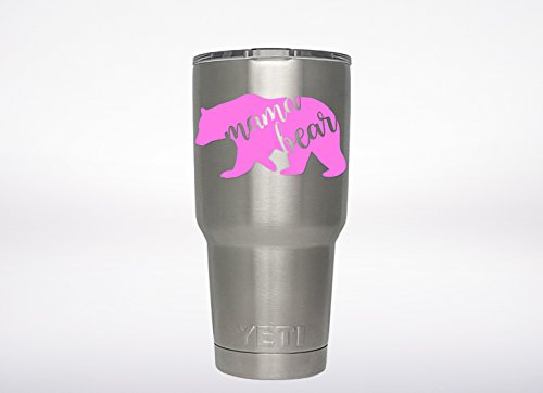Mama Bear Decal (Pink) die cut Genuine ViaVinyl decal for automobile windows, Yeti and RTIC tumbler cups, Macbooks and laptops, iPhones and Android cell phones, iPads and tablets and more! - Thumbnail 5
