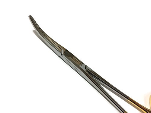 HEMOSTAT Curved Kelly Forceps (5 3/4â€ / 145 mm). Hemostat Jaws Have Interlocking Teeth and are Designed to clamp Off Blood Vessels During Surgical procedures.