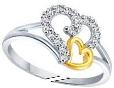 Lady touch Silver Gold Heart Incredible Rhodium Plated Adjustable Ring For Women/Girls (Free Size)
