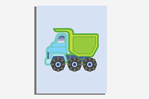 Boys Room Pictures Farm Nursery Tractor Bedroom Decor Green Blue Set of 4 Prints Transport Construction Vehicles Truck Digger Bulldozer Pictures Boys Wall Art