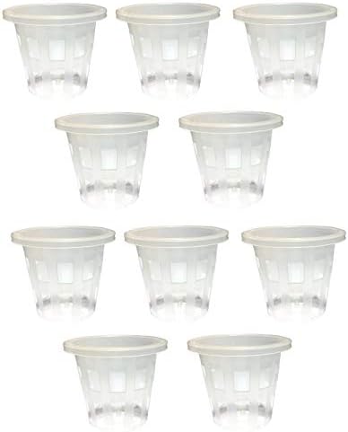 Kolkata Orchid Online > Orchid Clear Pot 100 MM X 80 MM Set of 10, Best for Phalaenopsis Orchid/Aerial Root Orchid, Vergin Plastic