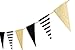 Golden Black Triangle Banner Decorations Pennant Bunting Signs Decoration for Birthday Gatsby Party Nursery Anniversary Graduation Decor Supplies 15pcs 10 Feet