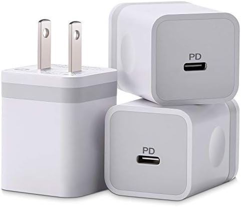 ARCCRA iPhone 12 Charger, 20W USB C Charger Power Adapter PD Fast Charger Block for iPhone 12 Mini/12 Pro Max, iPhone 11/XS/XR/X/8, iPad Pro, AirPods, More (3-Pack)