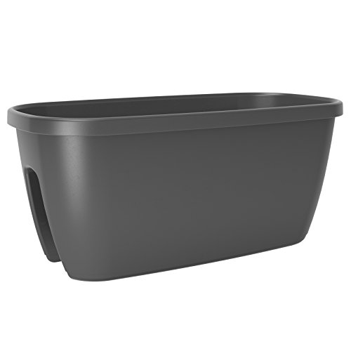 POETIC/EMSA - Geländertopf für den Außenbereich - Pflanzgefäss für Balkongeländer - Mit Wasserreservoir - Farbe Granit…