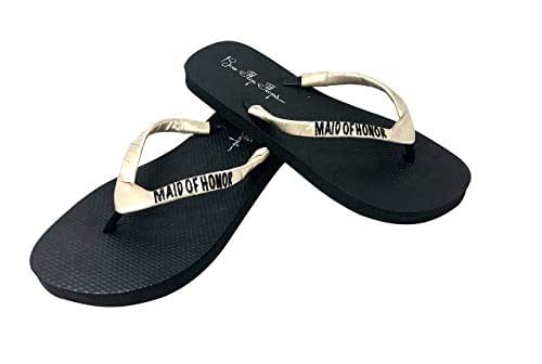 Amazon.com: Maid of Honor or Matron Custom Wedding Party Flip Flops: Handmade