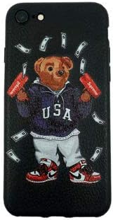 Stylish Bear Custom Fashion Protective Flexible Case/Cover/Skin Leather Finish for iPhone (USA Bear, iPhone XR)