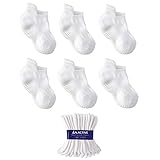 LA Active Baby Toddler Grip Ankle Socks - 6 Pairs - Non Slip/Skid Covered (White, 4-7 Years)