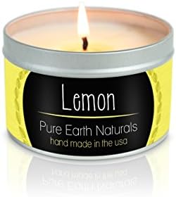 Pure Earth Naturals Soy Wax Aromatherapy Scented Candle - Made with 100% Pure Essential Oil and Soy Wax- Made in USA - 8oz (Lemon)