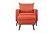 Mid-Century Modern Living Room Large Accent Chair with Footrest/Storage Ottoman (Orange)