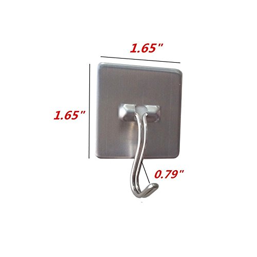 Daixers Stainless Steel Strong Adhesive Hooks With Rotatable Hook Tip,4-Hook(Max Load 4.4 pounds)