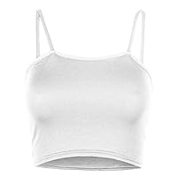 Hi Fashionz Womens Plain Strappy Cami Basic Bralet Gym Sports Running Crop Bra Vest Top White X Large