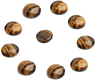Half Round Cabochon Stones 18 Pcs Natural Yellow Tiger Eye Gemstone Flat Back Cabochons Wholesale (No Hole)