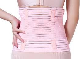 Saj Women's Postpartum Corset Belt Waist Support Trimmer Belt Body Shaper (Pink)