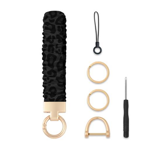Seorsok Keychain Wristlet,Cute Leopard Scrunchie Wrist Bracelet for Women and Teenagers,Stretchy Key Chain for Car Keys with D Ring,Key Chain Wristlet Suitable for Gym,Shopping & Trave,Black at Amazon
