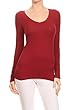 2ND DATE Women Basic V Neck Long Sleeve T Shirt H Pink Large