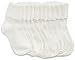 Jefferies Socks Little Girls' School Uniform Organic Cotton Seamless Turn Cuff 6 Pack, White, 8-9.5