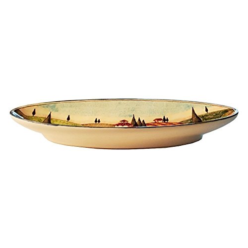 CERAMICHE D'ARTE PARRINI - Italian Ceramic Art Pottery Serving Bowl Centerpieces Tray Plate Hand Painted Decorative Poppies Landscape Tuscan Made in ITALY