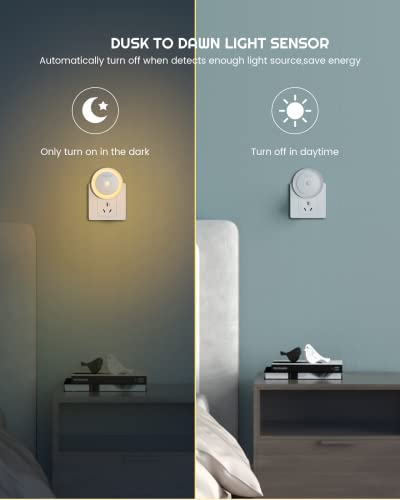 YEELIGHT Motion Sensor Night Light, Plug in Night Light for Kids with Dusk to Dawn Sensor, Auto On & Off, Soft 360° Warm White Kids Night Light for Bedroom, Nursery, Bathroom, Stairs, Hallway, 2 Pack