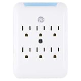 GE Pro Surge Protector Wall Tap, 6 Outlets, 3 Prong, Protected Indicator Light, Mounting Screw, 15A, 540 Joules, UL Listed, White, 38431