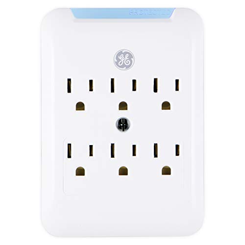 GE Pro Surge Protector Wall Tap, 6 Outlets, 3 Prong, Protected Indicator Light, Mounting Screw, 15A, 540 Joules, UL Listed, White, 38431